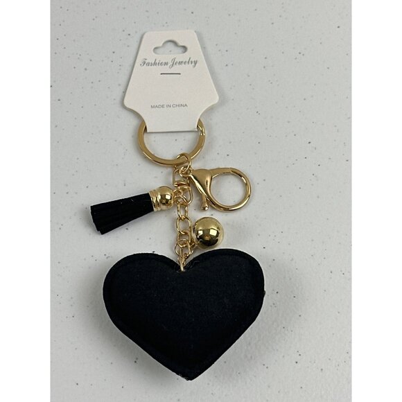 Rhinestone Faith Heart Keychain Lead Safe With Tassel & Gold Clip - Picture 4 of 4